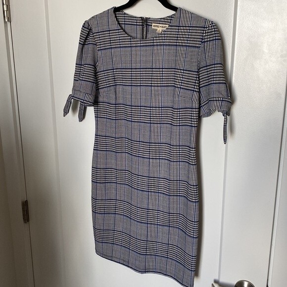 NWT  WOMENS DRESS BY INSPIRED HEARTS BLUE BLACK & WHITE PLAID SIZE LARGE - Picture 5 of 14